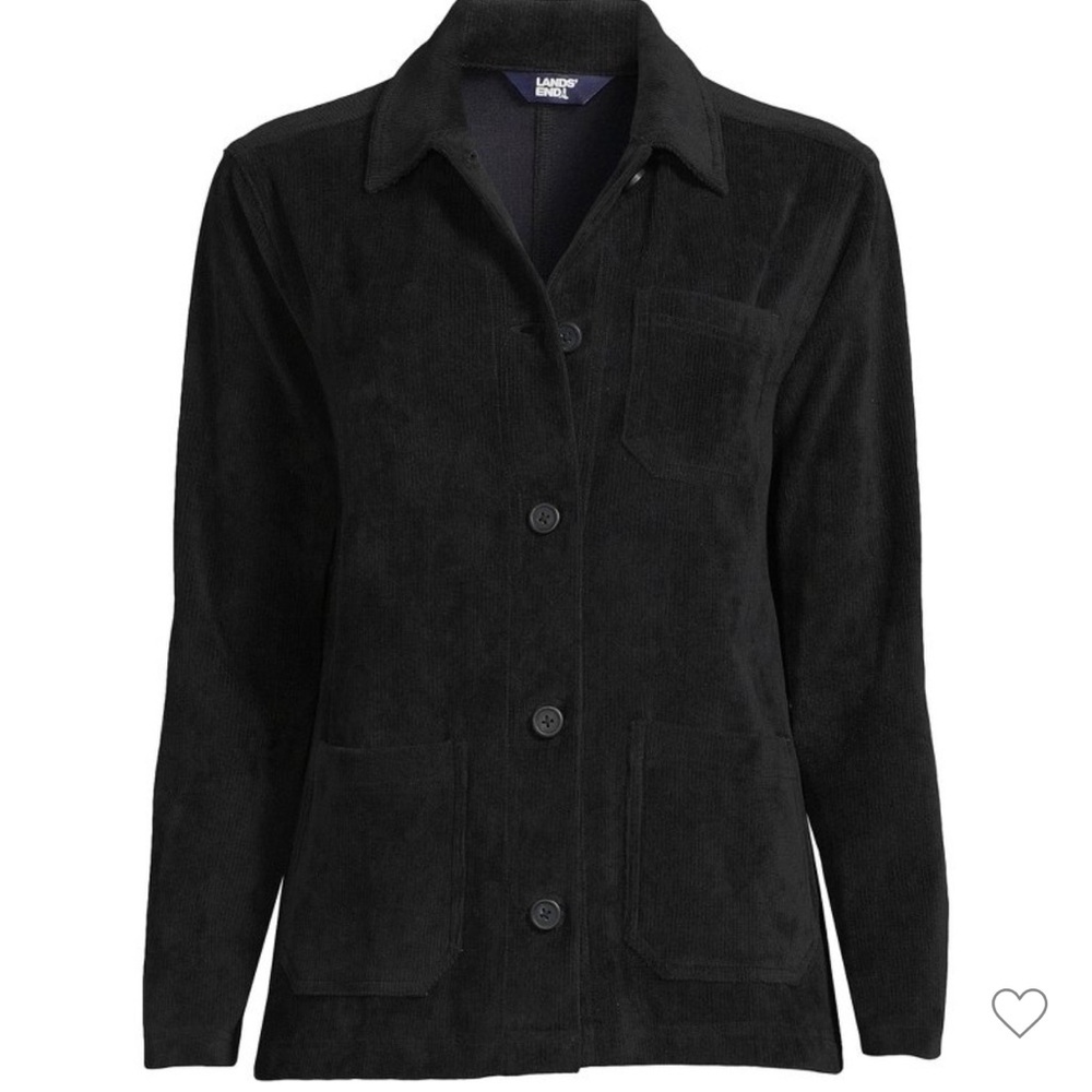 NWT Lands End Corduroy Jacket Black - Sport Corduroy Shirt Shacket L